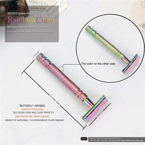 img 2 attached to 🦋 WEISHI Elegant Reusable Safety Razor with Long Handle and Rainbow Color Butterfly Open Design