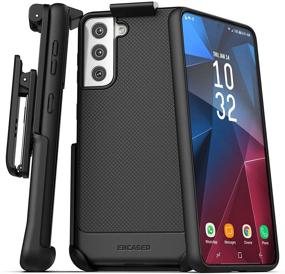 img 4 attached to 📱 Encased Samsung Galaxy S21 Belt Clip Case - Thin Armor, Slim Grip Phone Cover with Holster - Black