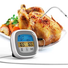 img 4 attached to 🌡️ Digital Meat Thermometer – Instant Read Candy/Food/Cooking/Oven Thermometer, Touch Screen LCD Display & Stainless Steel Probe – Kitchen Clock Timer for Outdoor BBQ, Grill, Smoker, Deep Fry (White)