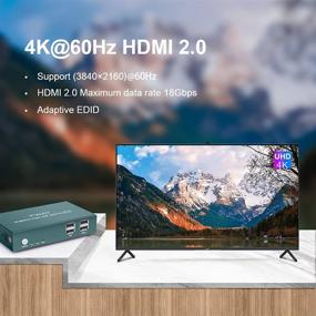 img 3 attached to 🔌 HDMI KVM переключатель 2 порта: Ultra HD 4K@60Hz, USB 2.0 хаб, переключение горячей клавишей. Поддерживается беспроводная клавиатура и мышь. Новая модель с высокой спецификацией!