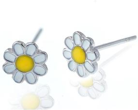 img 4 attached to 🌼 Stylish Sterling Silver Enamel Cute Daisy Flower Stud Earrings for Girls, Teens, and Women