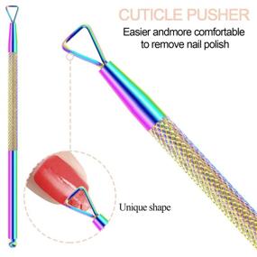 img 1 attached to 💅 EAONE Набор для обработки кутикулы – ножницы и толкатель, из нержавеющей стали, набор для обрезания ногтей и удаления мертвой кожи для женщин и девочек, 6 предметов, яркие цвета.