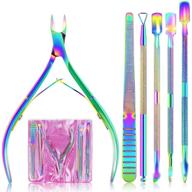 💅 eaone cuticle nipper and pusher set – stainless steel nail trimmer and dead skin remover kit for women and girls, 6 pieces, colorful logo