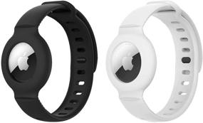 img 4 attached to 📿 [2 Pack] LUSTAM Anti-Lost Bracelet Watch Band Case for Apple AirTag, Soft Silicone Gel wristband Water-Resistant and Anti-Scratch Air Tag Accessories Protective Holder Cover for Children