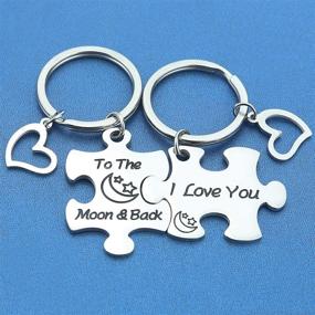 img 2 attached to 💑 Express Your Love with the HN HNHB 'I Love You to The Moon Back' Couple Puzzle Keychain - Perfect Women's, Girls' and Boys' Gift for Wedding, Valentines - Unique Puzzle Jewelry!