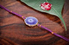 img 4 attached to Stunning Purple Designer Rakhi Bracelet for Brother - Traditional Agate Stone, Plastic-Free Packaging on Rakshabandhan