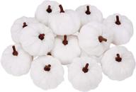 🎃 12 pcs white velvet artificial pumpkins: perfect thanksgiving, fall harvest & halloween decorations for home & farmhouse логотип