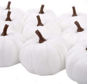 img 2 attached to 🎃 12 Pcs White Velvet Artificial Pumpkins: Perfect Thanksgiving, Fall Harvest & Halloween Decorations for Home & Farmhouse