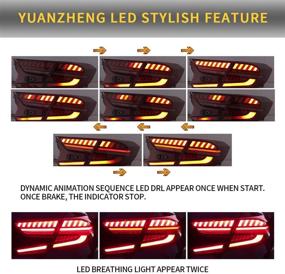 img 3 attached to 🚗 Enhance Your Honda Accord with VLAND Full LED Tail Lights - Dynamic Animation, Sequential Turn Signal, 3D Design - Pair of 4PCS (RED)