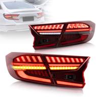 🚗 enhance your honda accord with vland full led tail lights - dynamic animation, sequential turn signal, 3d design - pair of 4pcs (red) logo