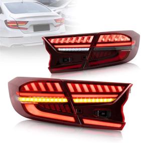 img 4 attached to 🚗 Enhance Your Honda Accord with VLAND Full LED Tail Lights - Dynamic Animation, Sequential Turn Signal, 3D Design - Pair of 4PCS (RED)