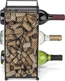 img 2 attached to 🍷 Brentmoor 3-Bottle Wine Rack and Cork Holder in Black with Wine Charms Included