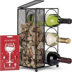 img 4 attached to 🍷 Brentmoor 3-Bottle Wine Rack and Cork Holder in Black with Wine Charms Included