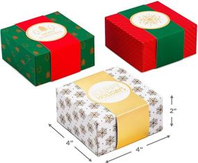 img 2 attached to 🎁 Hallmark 4" Small Gift Box Set with Wrap Bands - Holiday Edition (3 Boxes: Festive Greetings, Seasons' Celebrations, Winter Delights) for Christmas, Hanukkah, Weddings, and More