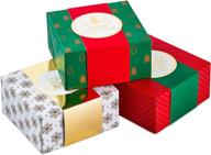 🎁 hallmark 4" small gift box set with wrap bands - holiday edition (3 boxes: festive greetings, seasons' celebrations, winter delights) for christmas, hanukkah, weddings, and more logo