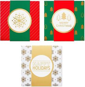 img 1 attached to 🎁 Hallmark 4" Small Gift Box Set with Wrap Bands - Holiday Edition (3 Boxes: Festive Greetings, Seasons' Celebrations, Winter Delights) for Christmas, Hanukkah, Weddings, and More