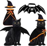 🐱 3 pcs halloween cat costume set - bat wings, witch cloak, and wizard hat for small cats and kittens - cosplay halloween party decoration - cat bat costume dress up accessories логотип