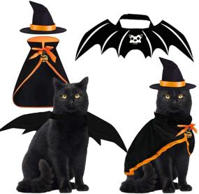 img 4 attached to 🐱 3 PCS Halloween Cat Costume Set - Bat Wings, Witch Cloak, and Wizard Hat for Small Cats and Kittens - Cosplay Halloween Party Decoration - Cat Bat Costume Dress Up Accessories