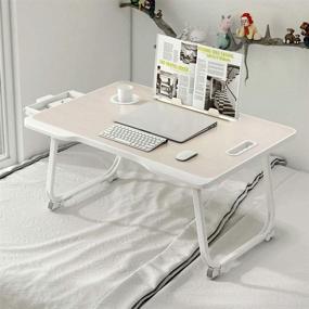 img 4 attached to 🛋️ Foldable Laptop Desk Tray with Drawer and Book Stand - Convenient Lap Desk for Bed or Couch (Beige)