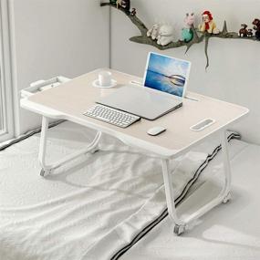 img 1 attached to 🛋️ Foldable Laptop Desk Tray with Drawer and Book Stand - Convenient Lap Desk for Bed or Couch (Beige)