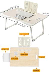 img 2 attached to 🛋️ Foldable Laptop Desk Tray with Drawer and Book Stand - Convenient Lap Desk for Bed or Couch (Beige)