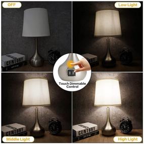 img 1 attached to 💡 Modern Touch Table Bedroom Lamp with 3-Way Dimmable Function and Dual USB Ports, White Lampshade Bedside Lamp for Living Room, Bedroom - Includes 6W E26 Dimmable Bulb