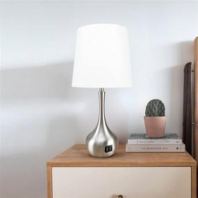 img 2 attached to 💡 Modern Touch Table Bedroom Lamp with 3-Way Dimmable Function and Dual USB Ports, White Lampshade Bedside Lamp for Living Room, Bedroom - Includes 6W E26 Dimmable Bulb