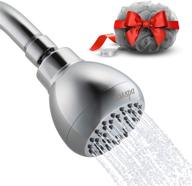 high pressure chrome shower head with anti-leak design, powerful water rain and removable flow restrictor - unique 3 inch size - 5 year warranty + free relaxing loofah sponge logo