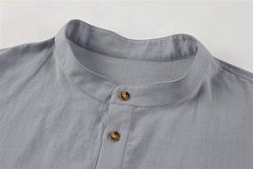 img 3 attached to 👕 Cotton Henley Casual Sleeve Men's Shirts - Hippie Inspired Clothing