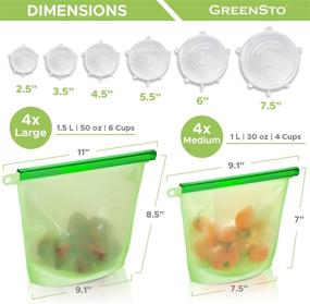 img 3 attached to 🥦 GREENSTO 14 Multipack Reusable Silicone Food Storage Bags: Large and Medium Silicone Bags with Lids - Freeze, Store, and Pack Snacks and Sandwiches Fast