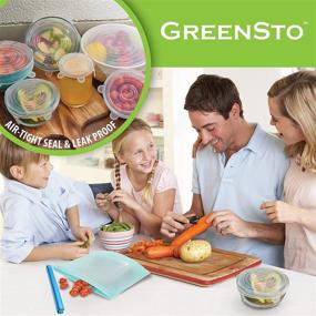 img 1 attached to 🥦 GREENSTO 14 Multipack Reusable Silicone Food Storage Bags: Large and Medium Silicone Bags with Lids - Freeze, Store, and Pack Snacks and Sandwiches Fast