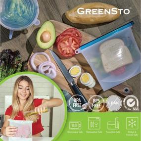 img 2 attached to 🥦 GREENSTO 14 Multipack Reusable Silicone Food Storage Bags: Large and Medium Silicone Bags with Lids - Freeze, Store, and Pack Snacks and Sandwiches Fast