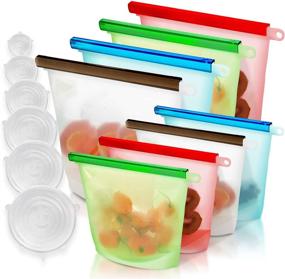 img 4 attached to 🥦 GREENSTO 14 Multipack Reusable Silicone Food Storage Bags: Large and Medium Silicone Bags with Lids - Freeze, Store, and Pack Snacks and Sandwiches Fast