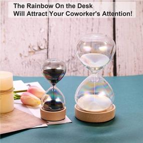 img 3 attached to ⏳ Hourglass Sand Timer Set - 60 Minute & 5 Minute with Colorful Glass and Wood Base - Perfect Desk Decor and Gift