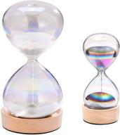 ⏳ hourglass sand timer set - 60 minute & 5 minute with colorful glass and wood base - perfect desk decor and gift logo