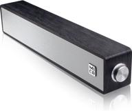 mica wired computer sound bar, wooden mini soundbar, usb powered pc speakers with 3.5mm aux & pc input (upgrade) in black (m30i) logo