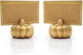 img 4 attached to 🎃 Gold Pumpkin Place Card Holder Set - Kate Aspen [Pack of 6]
