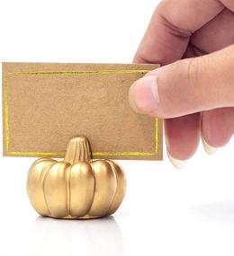 img 1 attached to 🎃 Gold Pumpkin Place Card Holder Set - Kate Aspen [Pack of 6]