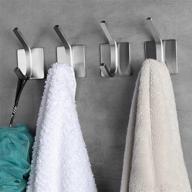 adhesive hooks - heavy duty wall hanger towel hooks for coats, hats, towels - robe hook rack for bathroom and bedroom - wall mount, 4-pack logo