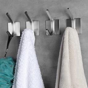 img 4 attached to Adhesive Hooks - Heavy Duty Wall Hanger Towel Hooks for Coats, Hats, Towels - Robe Hook Rack for Bathroom and Bedroom - Wall Mount, 4-Pack