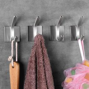 img 3 attached to Adhesive Hooks - Heavy Duty Wall Hanger Towel Hooks for Coats, Hats, Towels - Robe Hook Rack for Bathroom and Bedroom - Wall Mount, 4-Pack