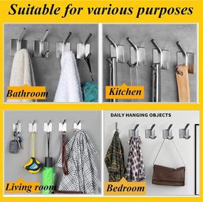 img 2 attached to Adhesive Hooks - Heavy Duty Wall Hanger Towel Hooks for Coats, Hats, Towels - Robe Hook Rack for Bathroom and Bedroom - Wall Mount, 4-Pack