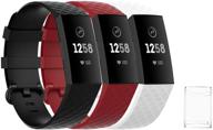 спортивный браслет seltureone (3 шт), совместимый с fitbit charge 4/3 и charge 3 se - замена силиконовых ремешков с бонусным прозрачным чехлом для женщин и мужчин. логотип