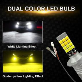 img 2 attached to H3 LED Fog Light Bulb 3030SMD 35W H3 Lights Bulbs 1900LM H3 Dual Color Fog Light 6000K White 3000K Golden Yellow DRL Replacement 2 PCS ( White/ Golden)