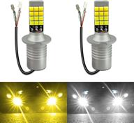 h3 led fog light bulb 3030smd 35w h3 lights bulbs 1900lm h3 dual color fog light 6000k white 3000k golden yellow drl replacement 2 pcs ( white/ golden) logo