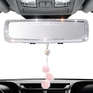 jujumus rear view mirror: stylish bling car mirror hanging accessories for women & men - rhinestone rear view mirror cover, car decorative accessories for women (white-b) logo