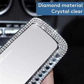 img 3 attached to JUJUMUS Rear View Mirror: Stylish Bling Car Mirror Hanging Accessories for Women & Men - Rhinestone Rear View Mirror Cover, Car Decorative Accessories for Women (White-B)