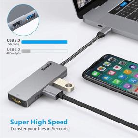img 2 attached to 💻 Tuwejia USB C Hub Adapter - 4in1 HDMI Multiport Connector with 4K HDMI Video Output, 100W PD Charger, 2 USB 3.0 Hub - Compatible with MacBook Pro 2020/2019/2018, iMac, XPS, Nintendo Switch