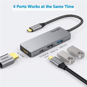 img 3 attached to 💻 Tuwejia USB C Hub Adapter - 4in1 HDMI Multiport Connector with 4K HDMI Video Output, 100W PD Charger, 2 USB 3.0 Hub - Compatible with MacBook Pro 2020/2019/2018, iMac, XPS, Nintendo Switch
