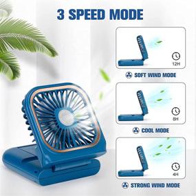 img 3 attached to 🌬️ TeochewTech Mini USB Rechargeable Portable Necklace Fan F30-BLUE: 3 Speeds, Adjustable Wind, Cell Phone Stand - Perfect for Women, Girls, Office, Outdoor, and Travel